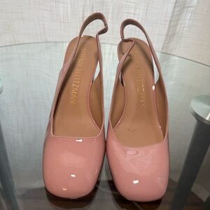 Stuart Weitzman Blush Patent Slingback Heels